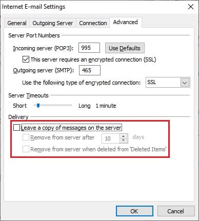 Advanced email delivery settings